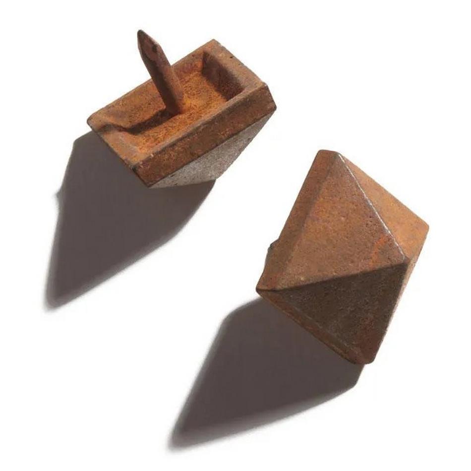 Hand-Forged Iron Square Pyramid Clavos with 5/8" Nail - Set of 6 - Extra Large - Rust, , large image number 0