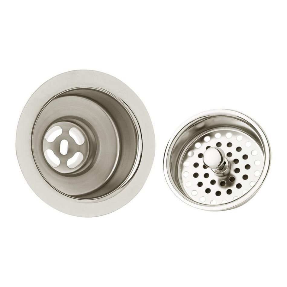 3-1/2" Kitchen Sink Basket Strainer - Polished Nickel, , large image number 1