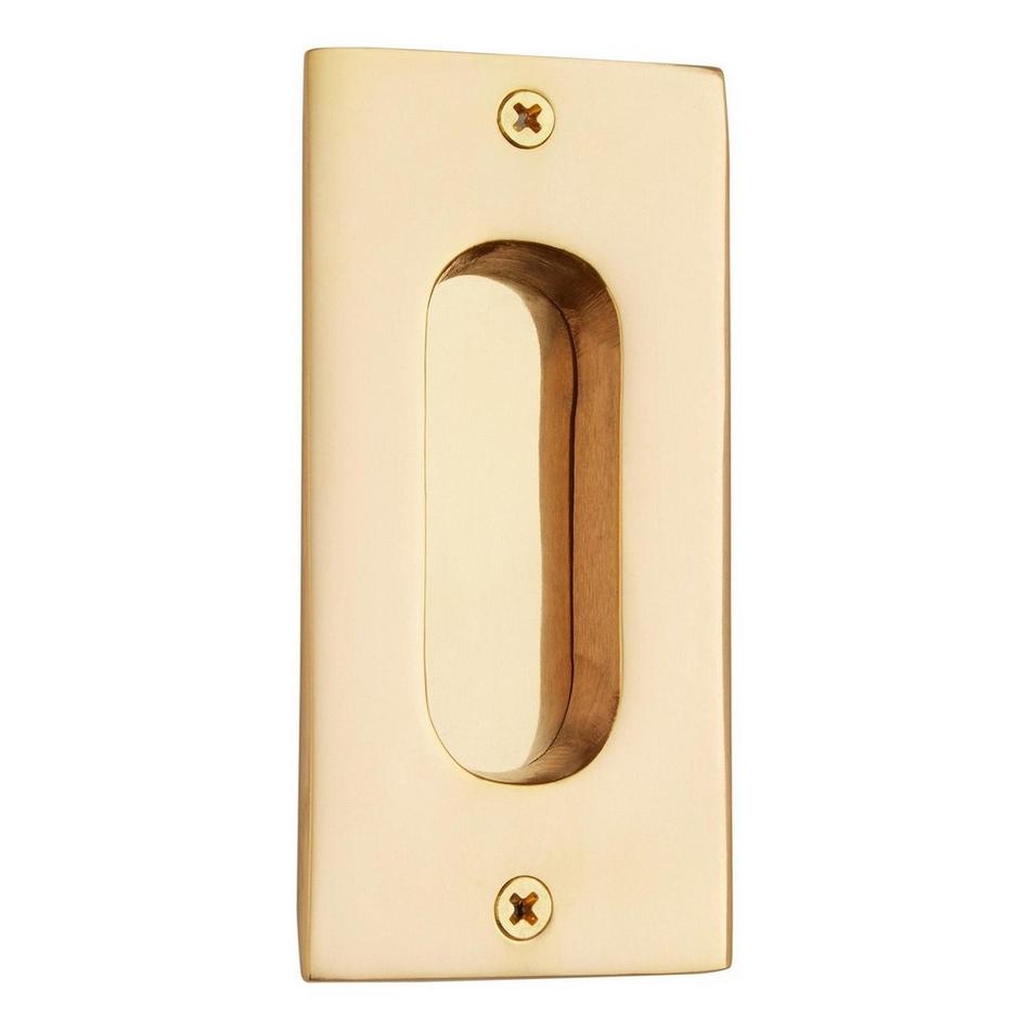 Rectangular Pocket Door Pull with Oval Recession, , large image number 1