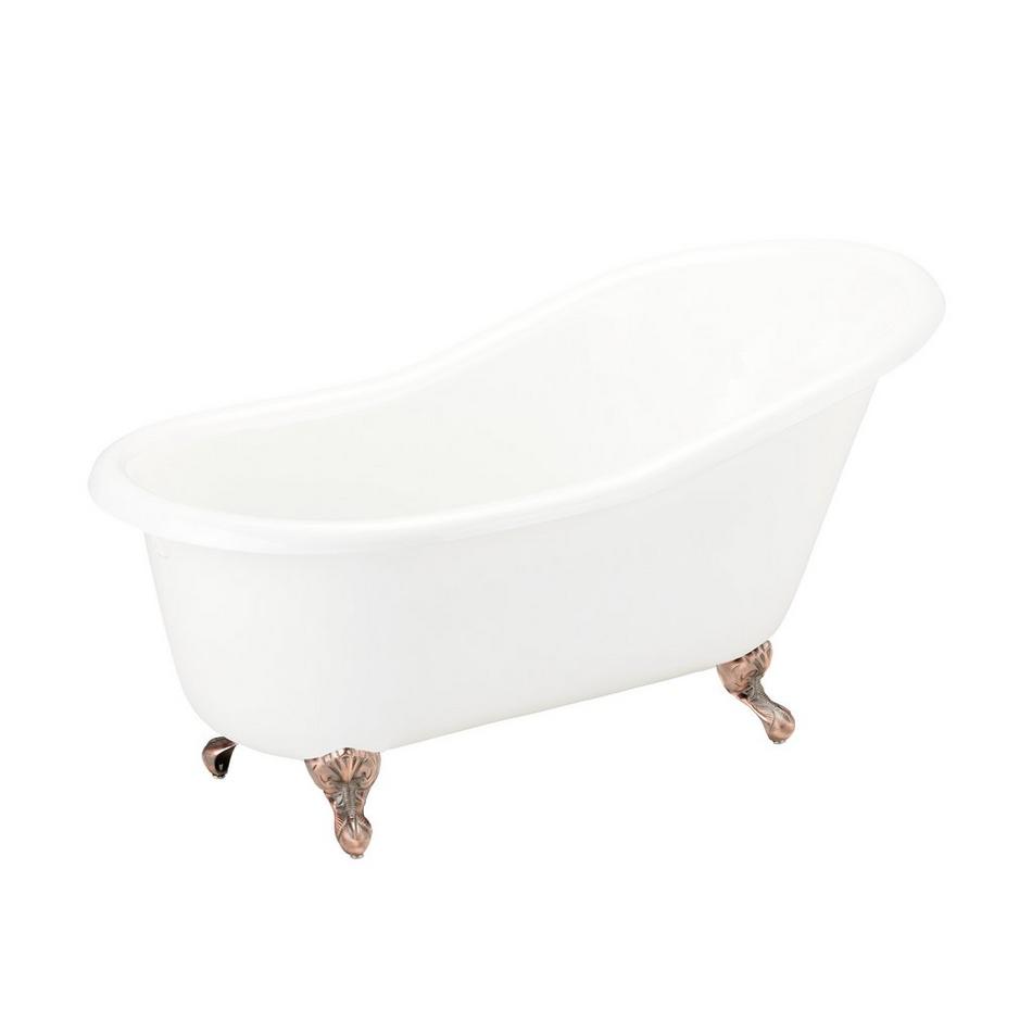 57" Erica Cast Iron Clawfoot Tub - Oil Rubbed Bronze Claw Feet - Roll Top - No Tap Holes - No Drain, , large image number 0