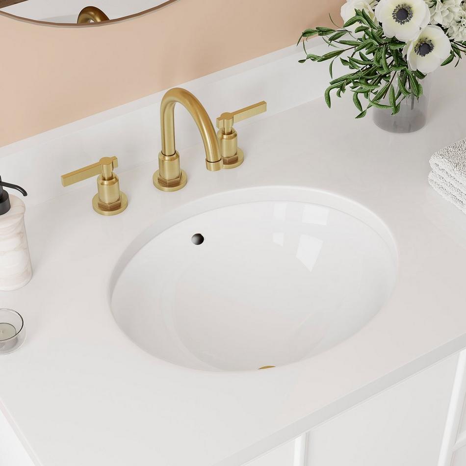 18" Oval Porcelain Undermount Bathroom Sink - White, , large image number 0
