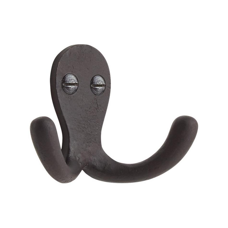 Solid Bronze Small Double Coat Hook - Bronze Patina, , large image number 0