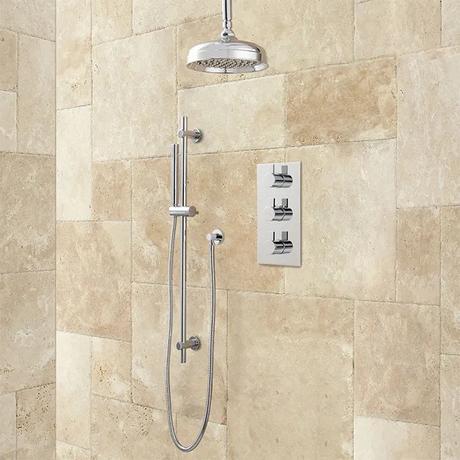 Isola Thermostatic Shower System with Rainfall Shower - Modern Hand Shower