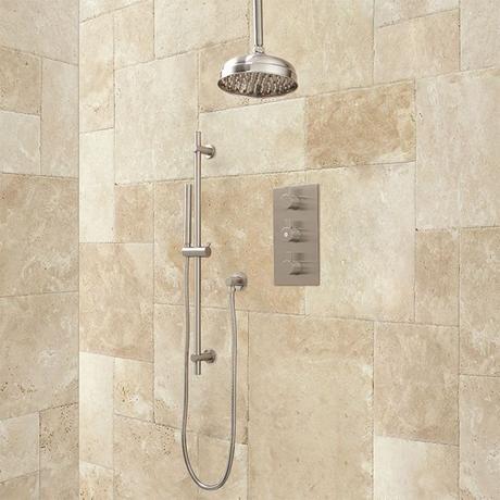 Isola Thermostatic Shower System with Rainfall Shower - Modern Hand Shower