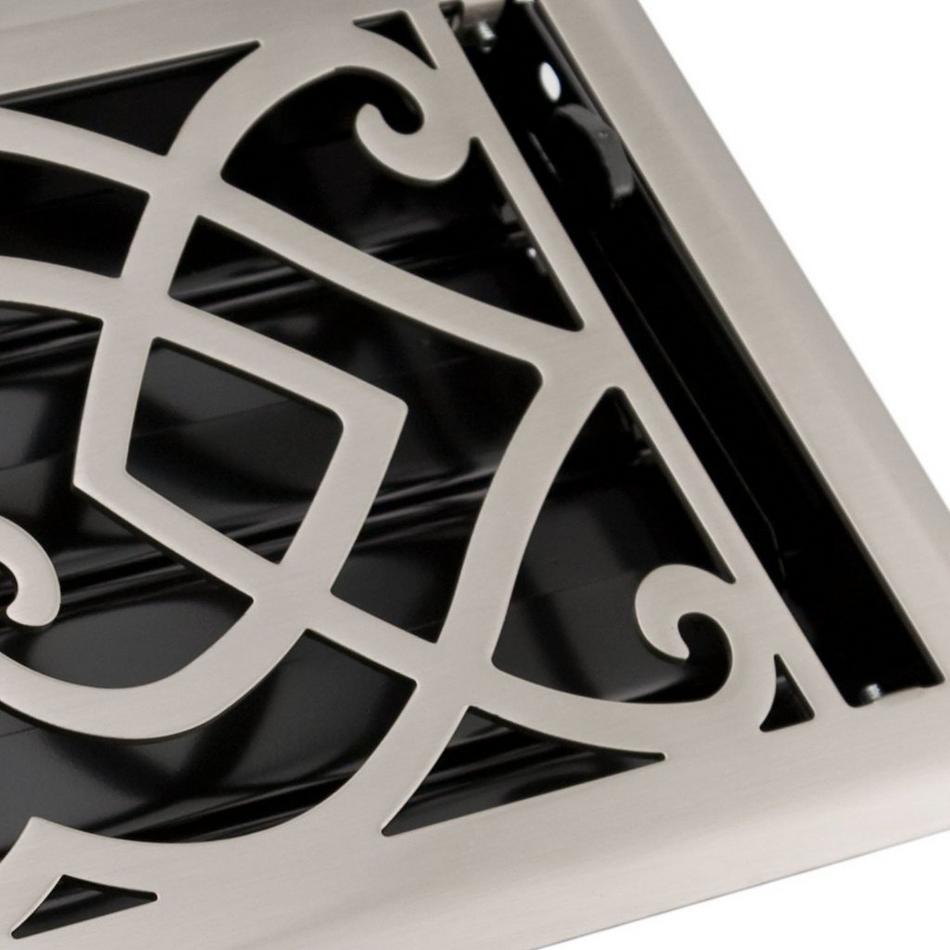 Victorian Steel Floor Register - Brushed Nickel 4"x12" (5-1/4"x13" Overall), , large image number 0