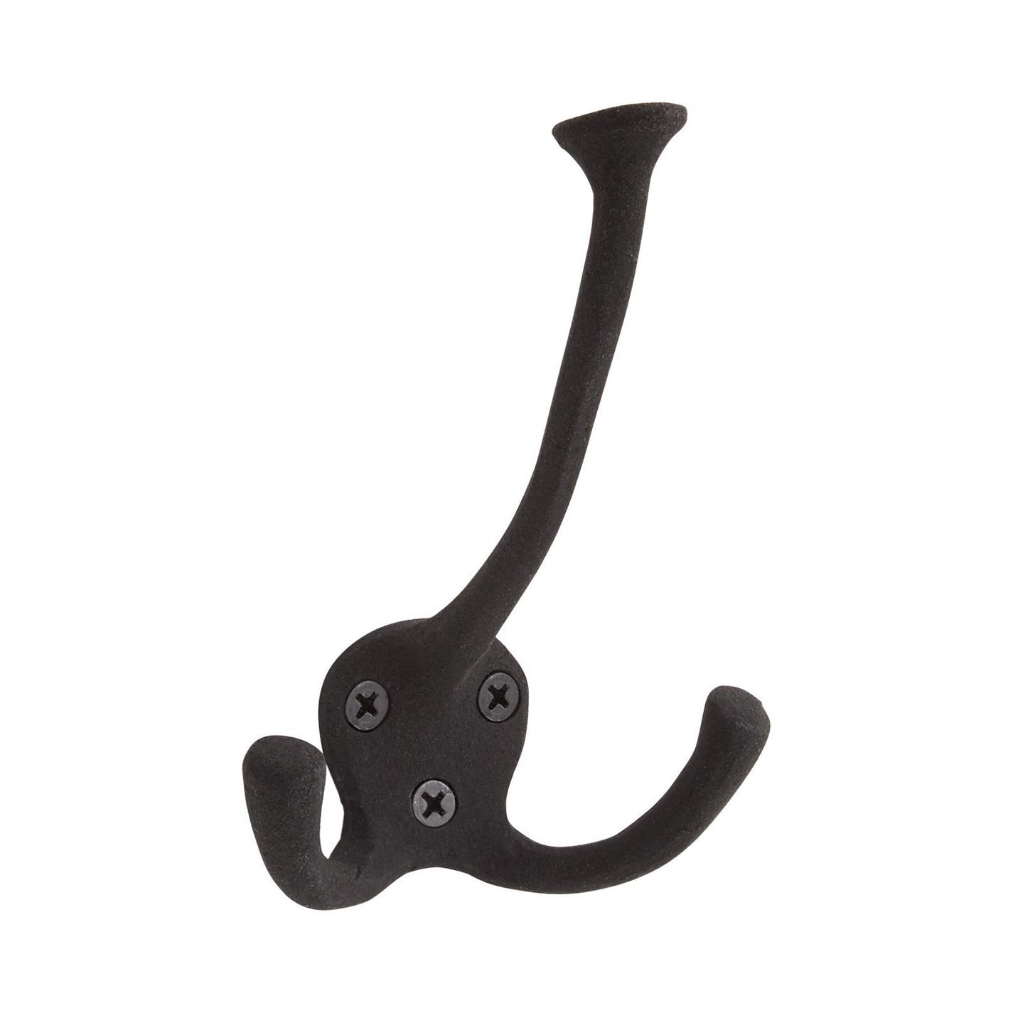 Triple Iron Coat Hook Black Powder Coat Signature Hardware