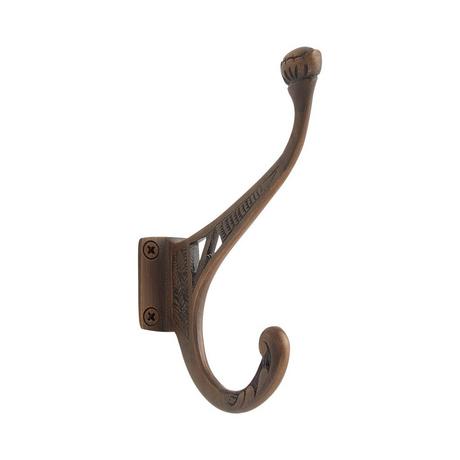 Solid Brass Double Coat Hook with Oval Backplate - Brushed Nickel