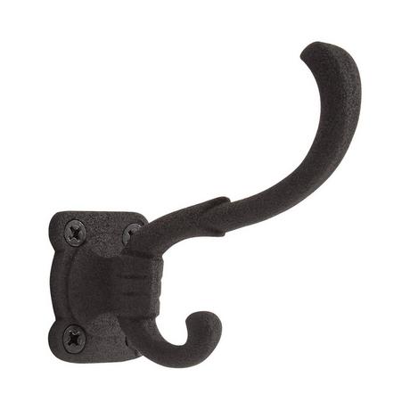 Hook Black Wrought Iron Double Coat 6 1/2 inchh x 3 1/2 inch Proj | Renovators Supply