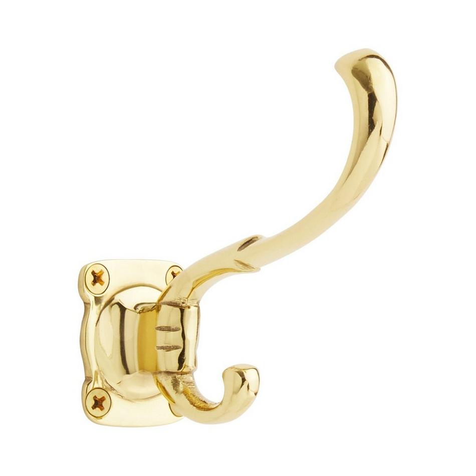 Harue Brass Double Coat Hook - Polished Brass