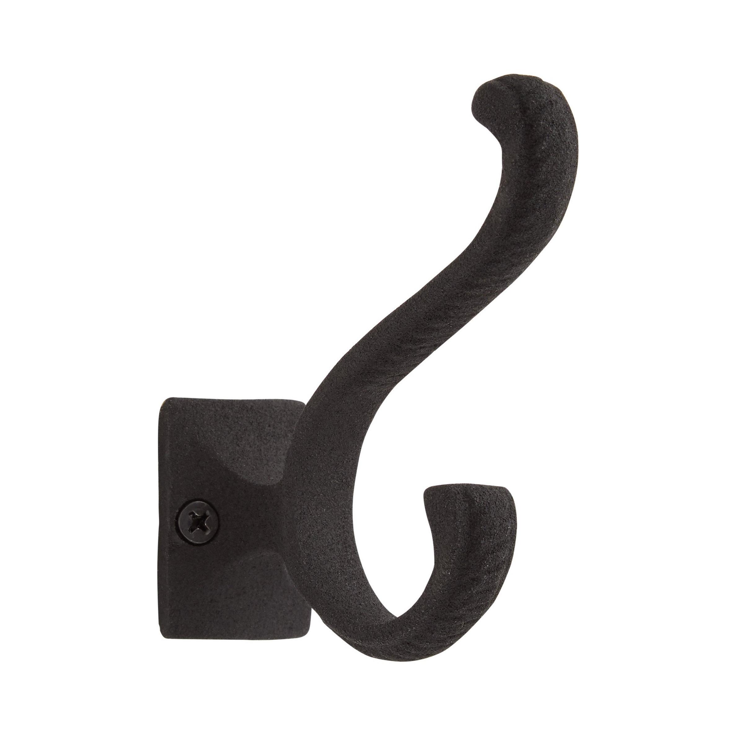 Samual Double Iron Coat Hook Black Powder Coat Signature Hardware