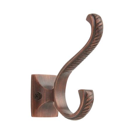 Solid Brass Small Double Coat Hook - Brushed Nickel