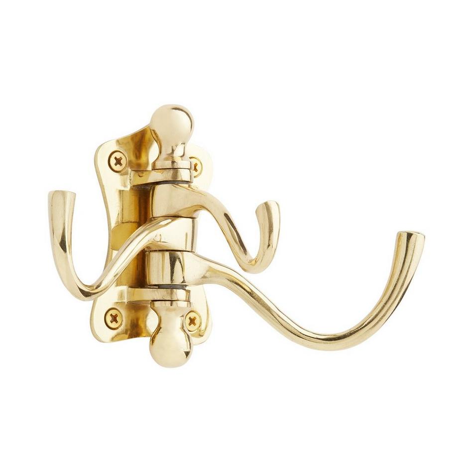 Horton Brass Triple Swing Arm Coat Hook - Polished Brass, , large image number 1