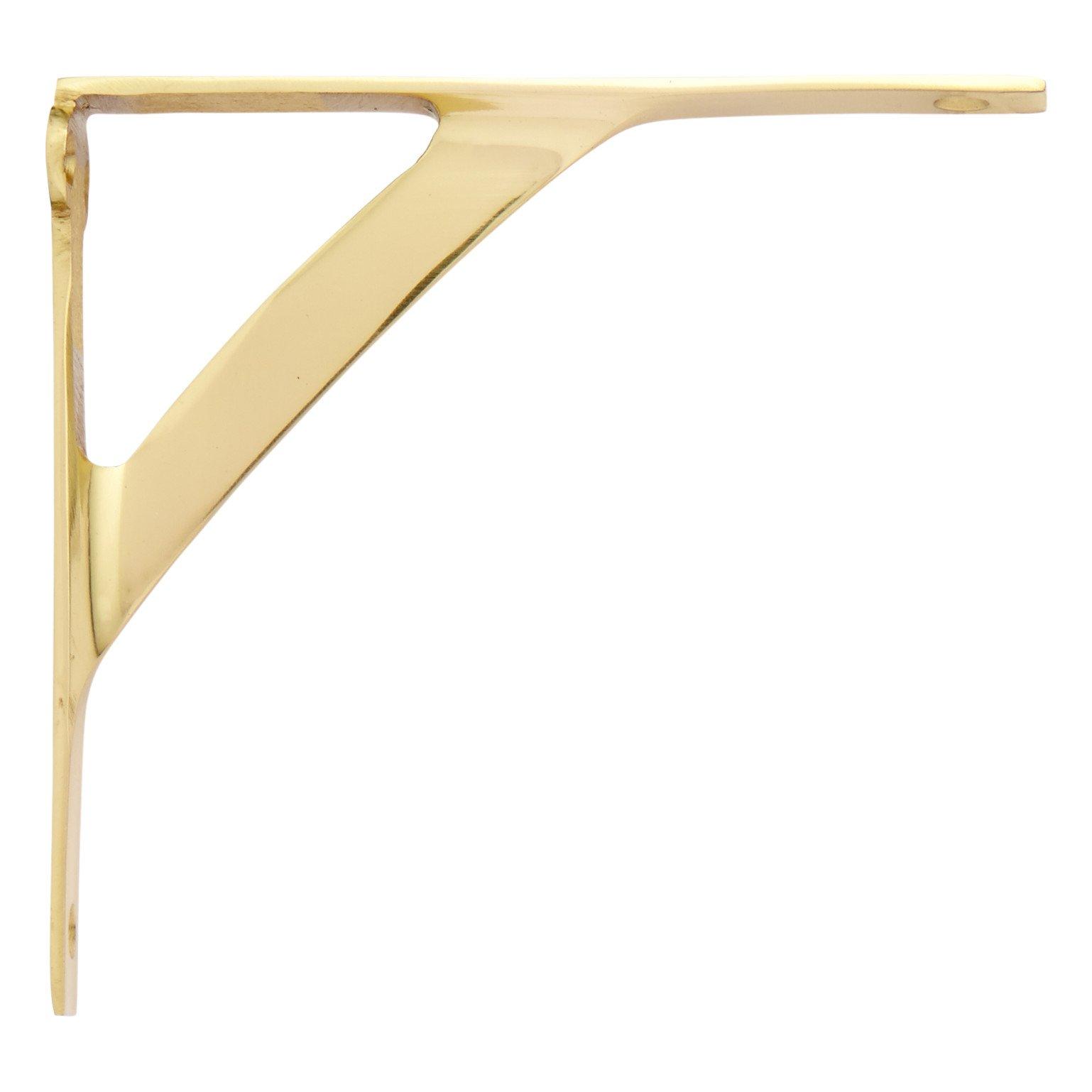 Classic Brass Shelf Bracket 5 1 4 Polished Brass Signature Hardware   247770 Classic Shelf Bracket PB 514 Side MV60 