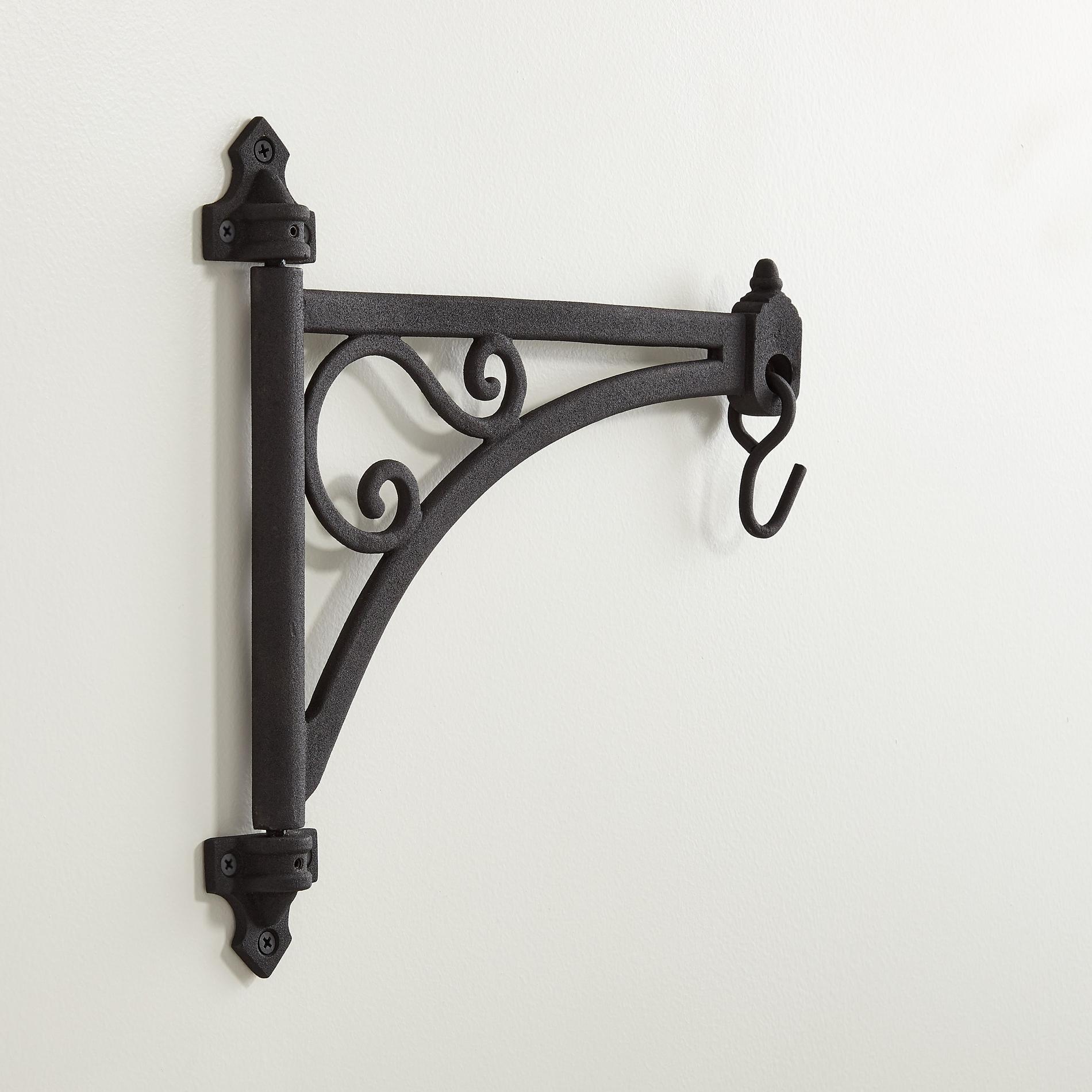 Victorian Cast Iron Hanging Plant Bracket with Swivel Swing Arm Black Powder Coat Signature