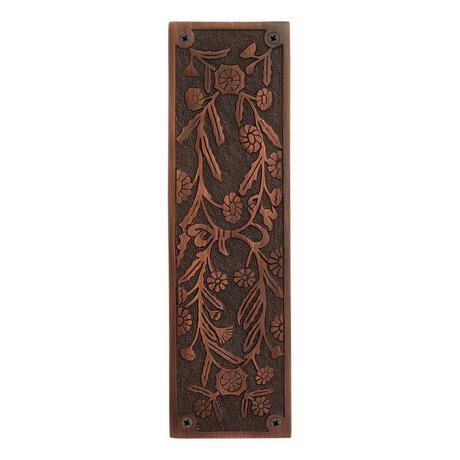 Floral Brass Push Plate