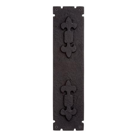 Rustic Fleur-De-Lis Rough Iron Push Plate - Black Powder Coat
