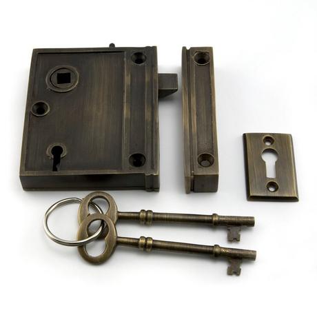 Vertical Brass Rim Lock Set