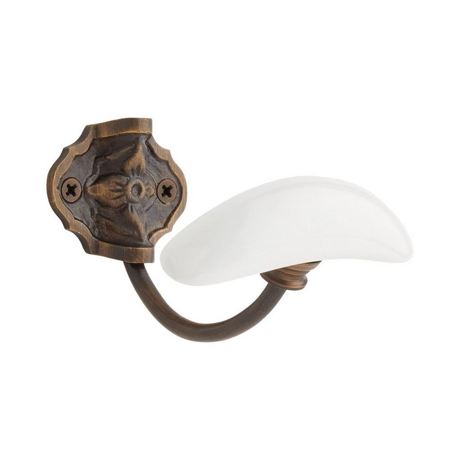 Vancouver Brass Hook with Ceramic Knob, , large image number 0