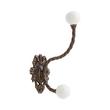 Large Ornate Brass Double Hook with Porcelain Knobs - Antique Brass, , large image number 0