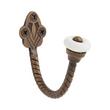 Small Twisted Rope Brass Hook with Ceramic Knob, , large image number 0