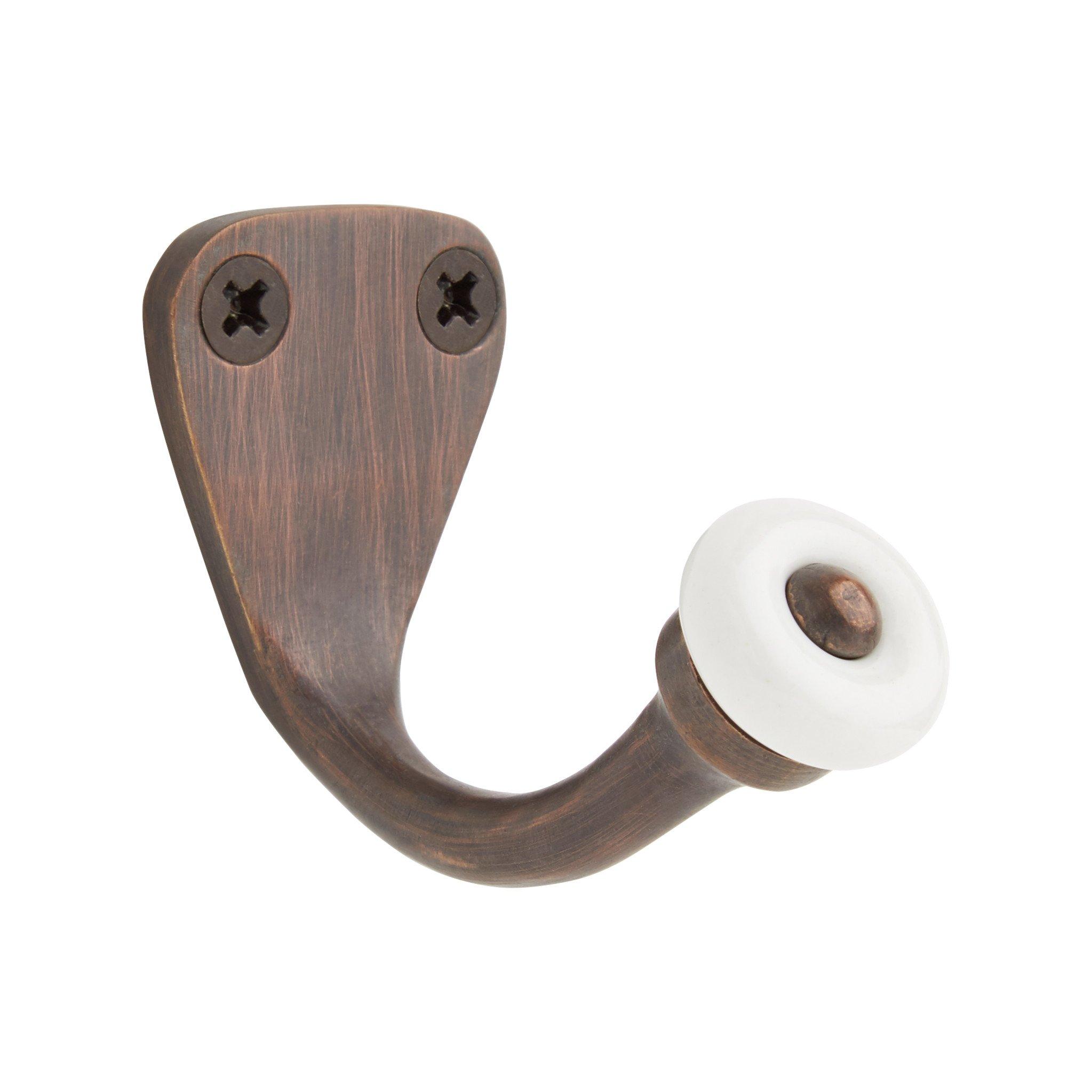 Tullia Brass Single Hook with Porcelain Knob - Oil Rubbed Bronze