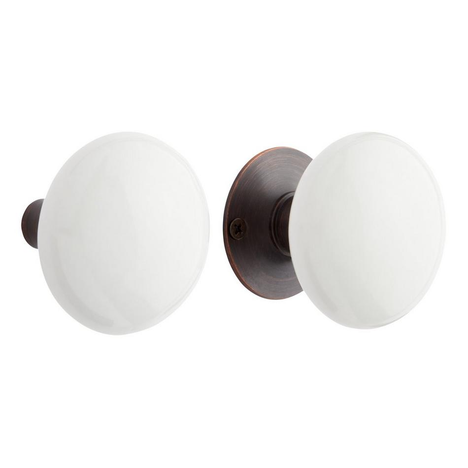 Pair of White Ceramic Doorknobs for Rim Locks, , large image number 2