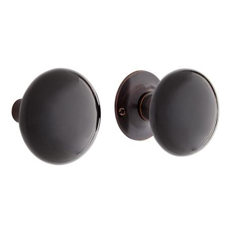 Pair of Black Ceramic Doorknobs for Rim Locks