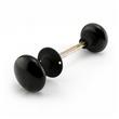 Pair of Black Ceramic Doorknobs for Rim Locks - Iron Shanks - Black Powder Coat, , large image number 0