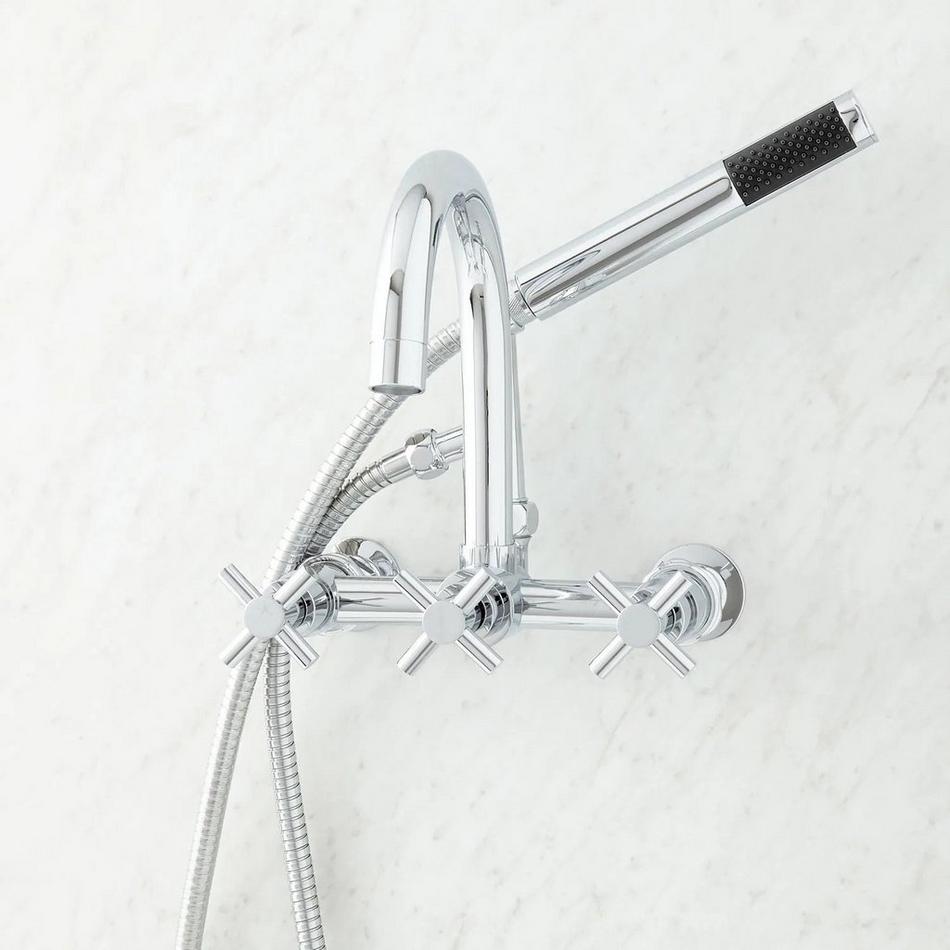 Sebastian Wall-Mount Tub Faucet with Cross Handles and 6" Wall Couplers - Chrome, , large image number 0