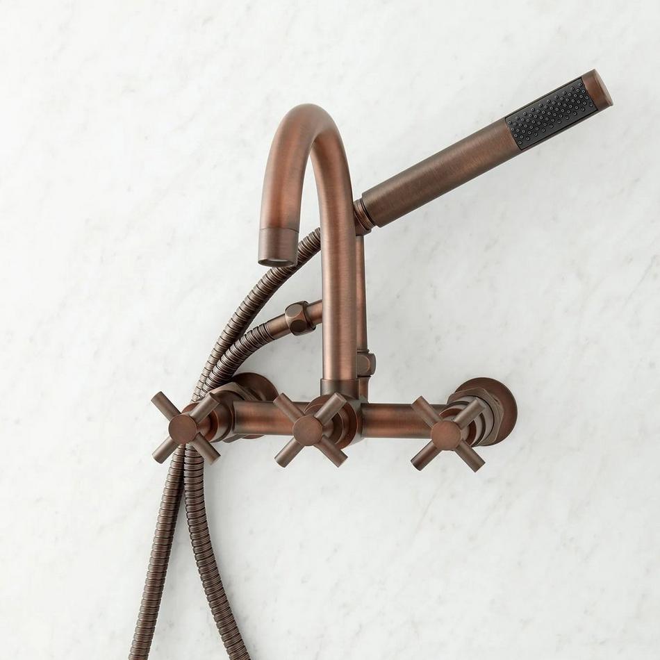 Sebastian Wall-Mount Tub Faucet with Cross Handles and 6" Wall Couplers - Oil Rubbed Bronze, , large image number 1