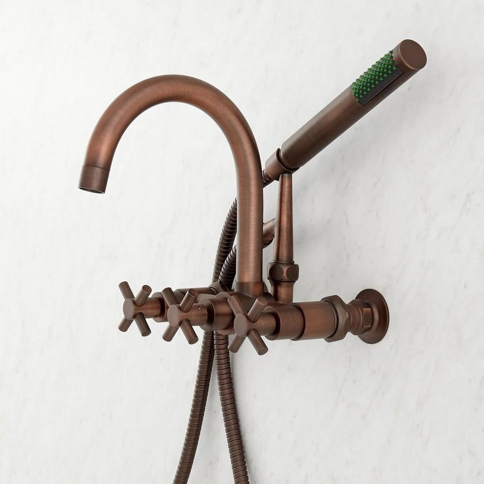 Sebastian Wall-Mount Tub Faucet with Cross Handles and 6" Wall Couplers - Oil Rubbed Bronze, , large image number 2