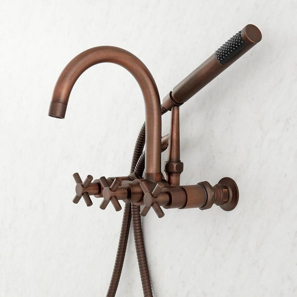 Sebastian Wall-Mount Tub Faucet with Cross Handles and 6" Wall Couplers - Oil Rubbed Bronze, , large image number 3