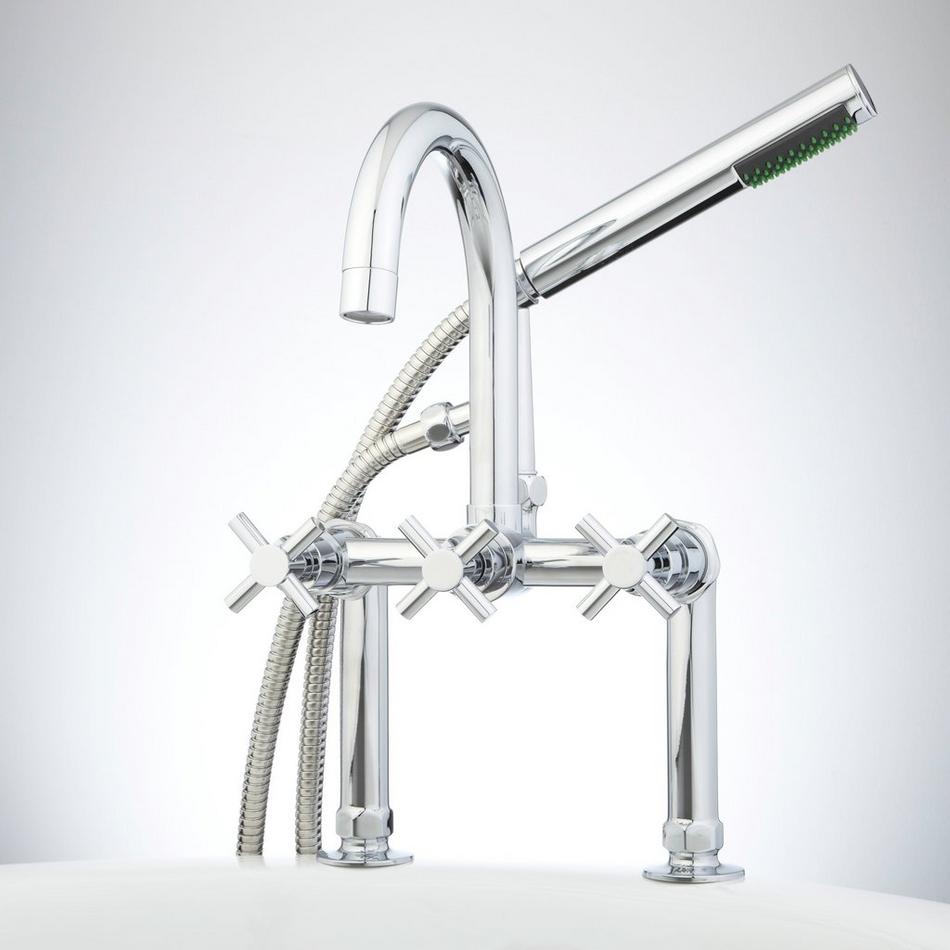 Sebastian Deck-Mount Tub Faucet and Hand Shower - Cross Handles, , large image number 2