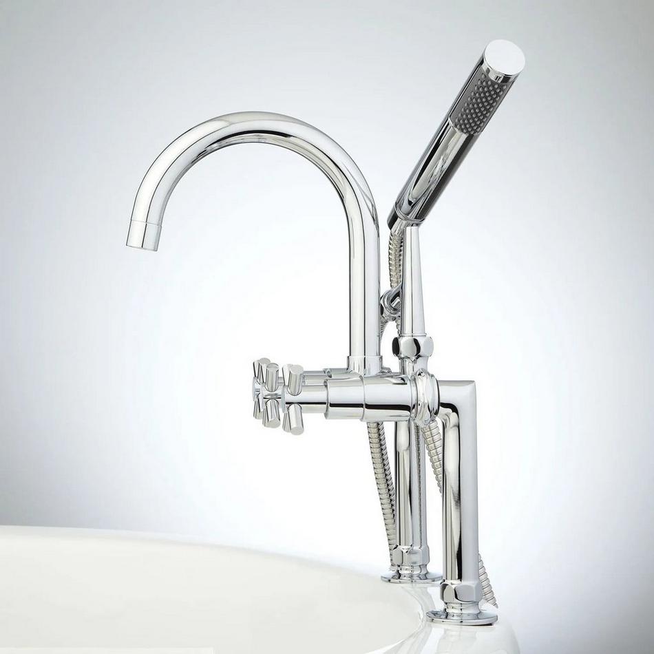 Sebastian Deck-Mount Tub Faucet - Cross Handles - 4" Couplers - Chrome, , large image number 1