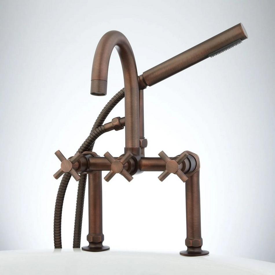 Sebastian Deck-Mount Tub Faucet - Cross Handles - 4" Couplers - Oil Rubbed Bronze, , large image number 0