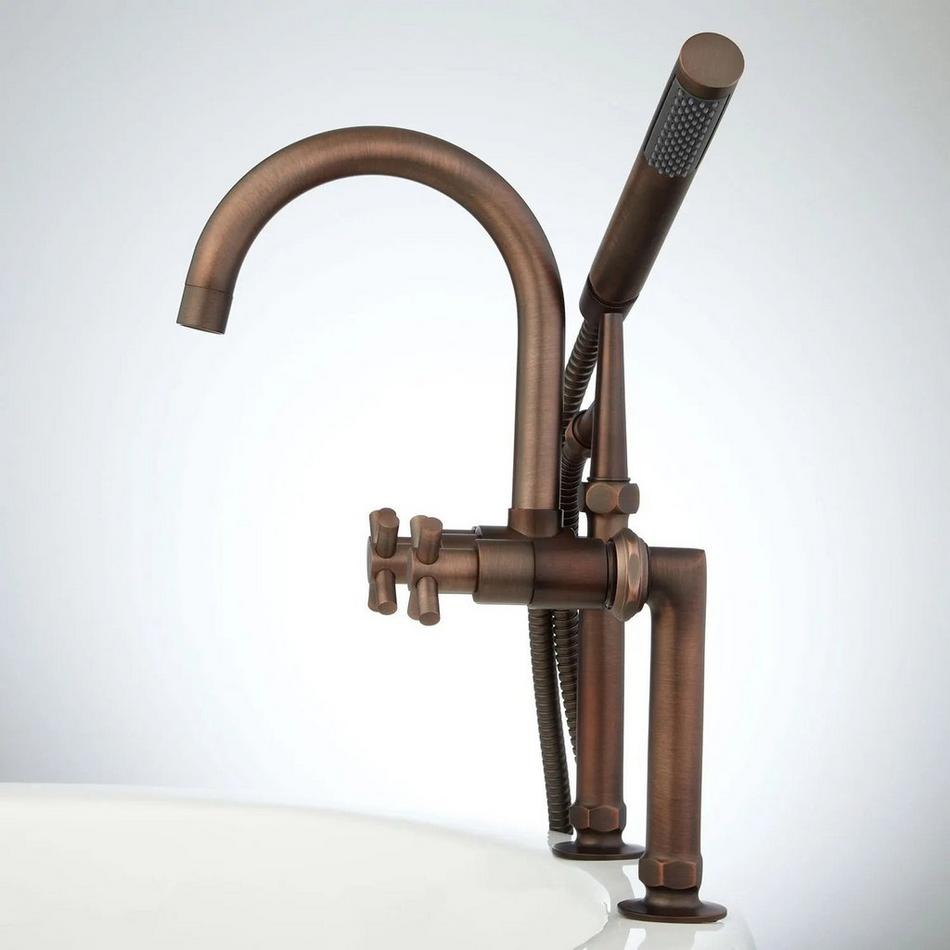Sebastian Deck-Mount Tub Faucet - Cross Handles - 4" Couplers - Oil Rubbed Bronze, , large image number 1
