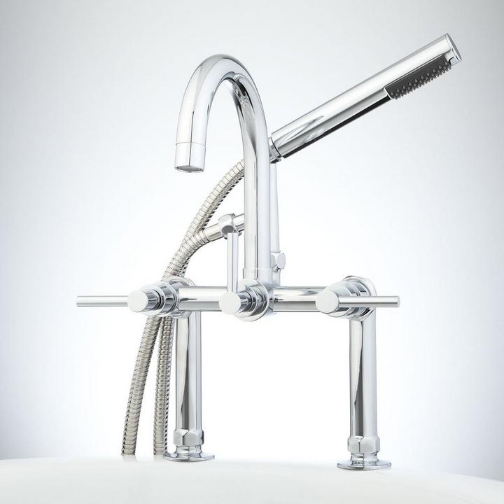 Sebastian Deck-Mount Tub Faucet and Hand Shower in Chrome