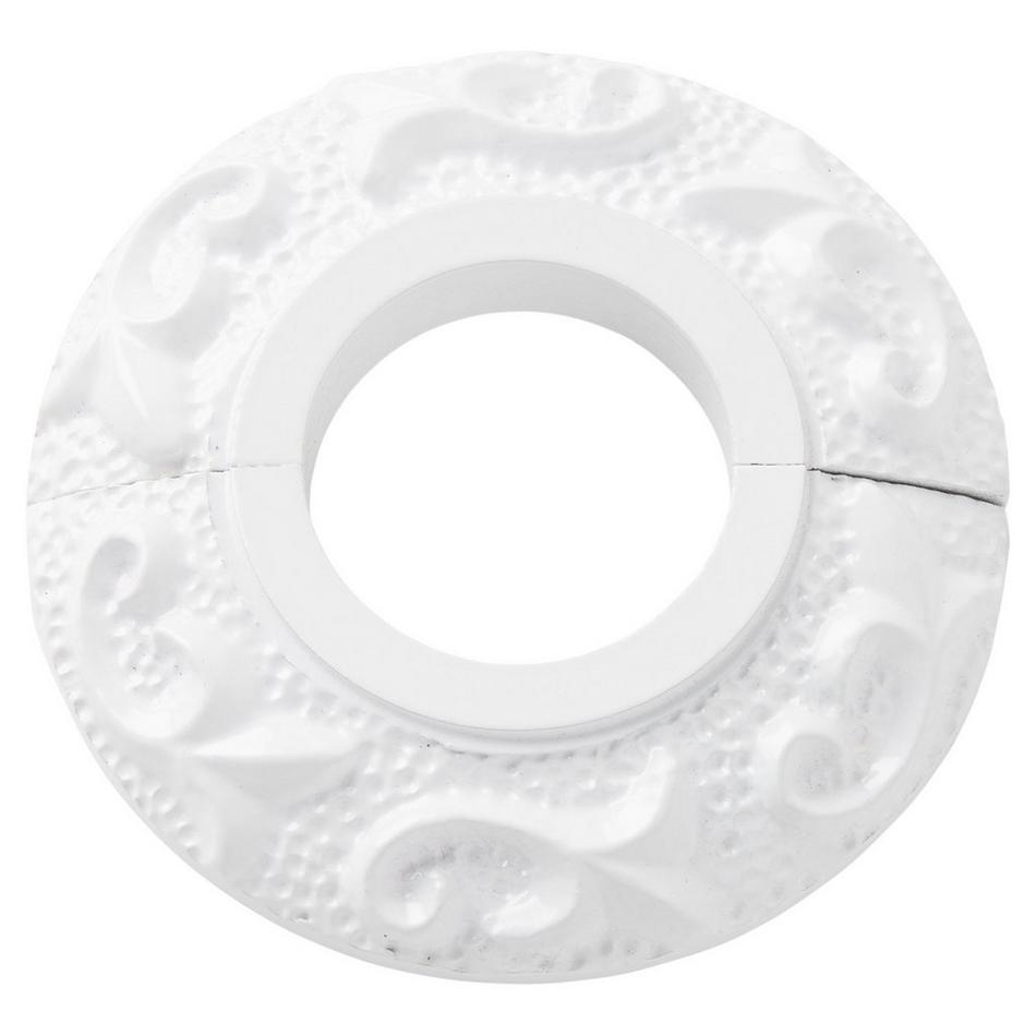 Floral Textured Radiator Flange - White Powder Coat - Fits 1" IPS Pipe, , large image number 0