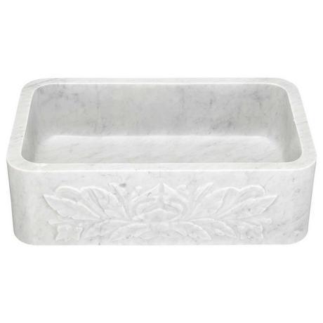 30" Ivy Polished Marble Farmhouse Sink - Carrara
