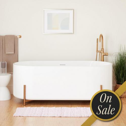 67" Conroy Acrylic Freestanding Tub with Stand in Brushed Gold