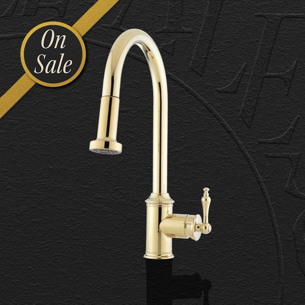 Southgate Single-Hole Pull-Down Kitchen Faucet in Polished Brass