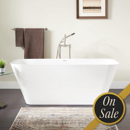 66" Inoma Solid Surface Freestanding Tub - Gloss Finish