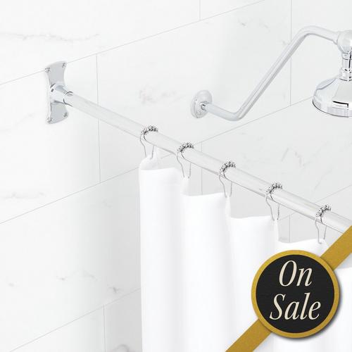 Straight Solid Brass Shower Curtain Rod in Chrome