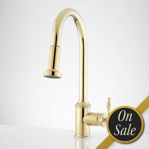 Southgate Single-Hole Pull-Down Kitchen Faucet in Polished Brass