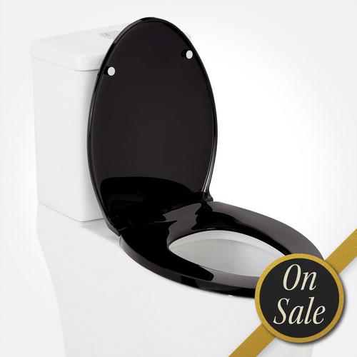 Heavy Duty Slow-Closing Elongated Toilet Seat - Black