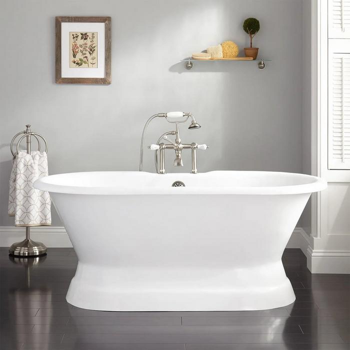 66" Henley Cast Iron Double-Ended Pedestal Tub with 7" Rim Holes
