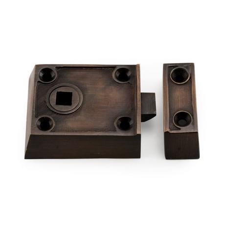 Small Solid Brass Rim Latch Set with Brown Porcelain Knobs