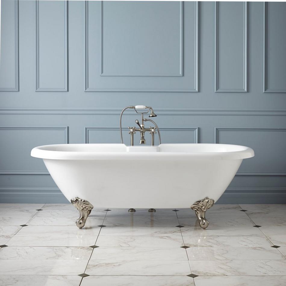 59" Audrey Acrylic Clawfoot Tub - Chrome Imperial Feet - No Tap Holes or Overflow, , large image number 0