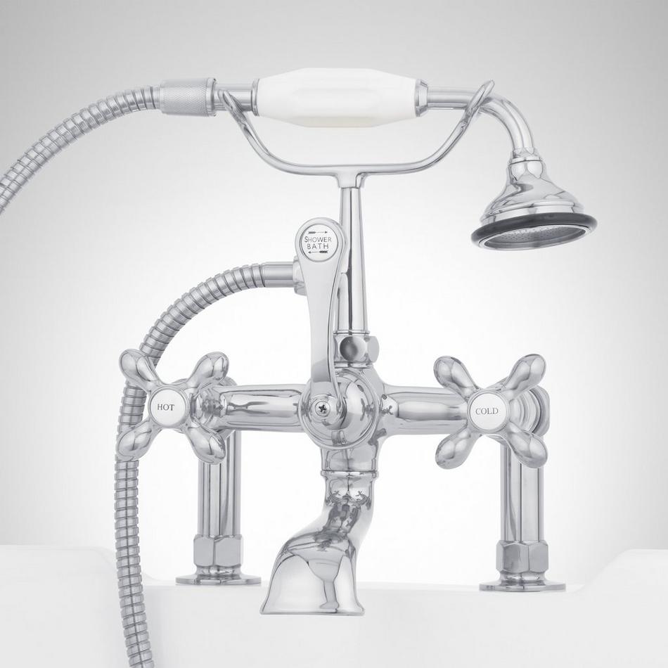 Freestanding Telephone Tub Faucet, Supplies & Valves - Cross Handles