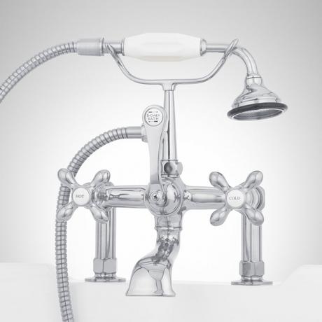Deck-Mount Telephone Faucet with Cross Handles and Deck Couplers